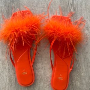 Zara feather flat sandals